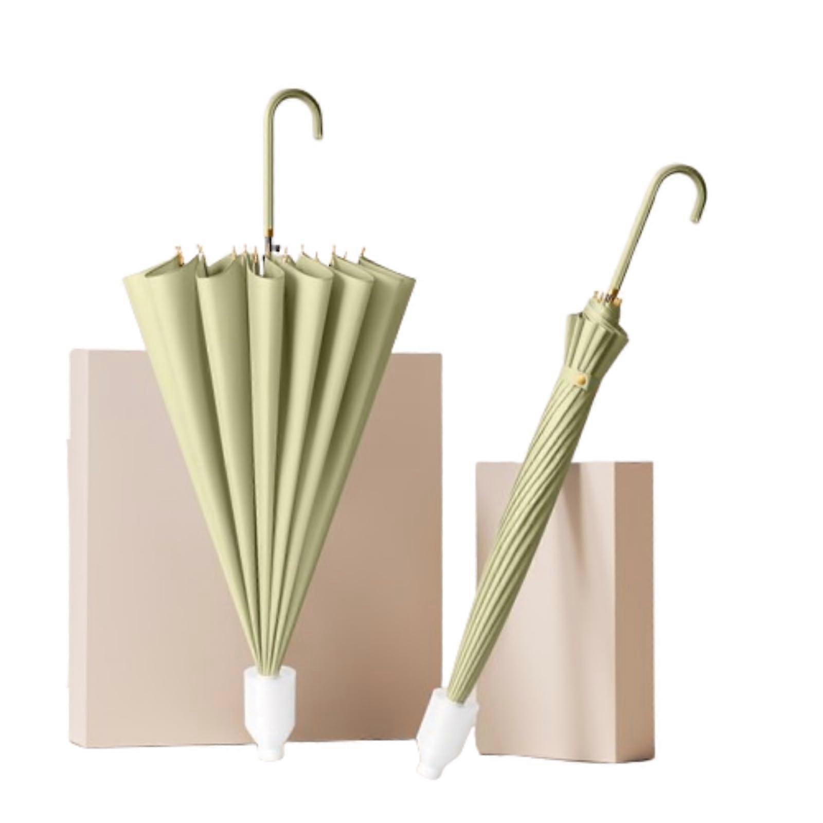 Windproof Automatic Umbrella 16Bone Large Canopy for Two People Matcha Green with Comfortable Grip