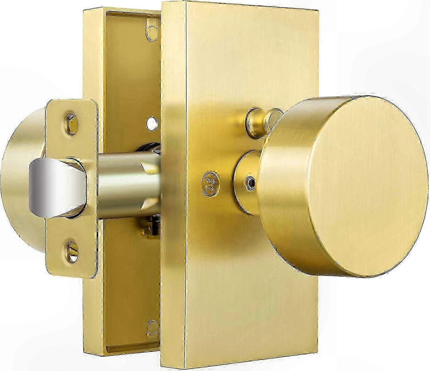 Satin Brass Door Knobs with Privacy Lock for Bedroom Use