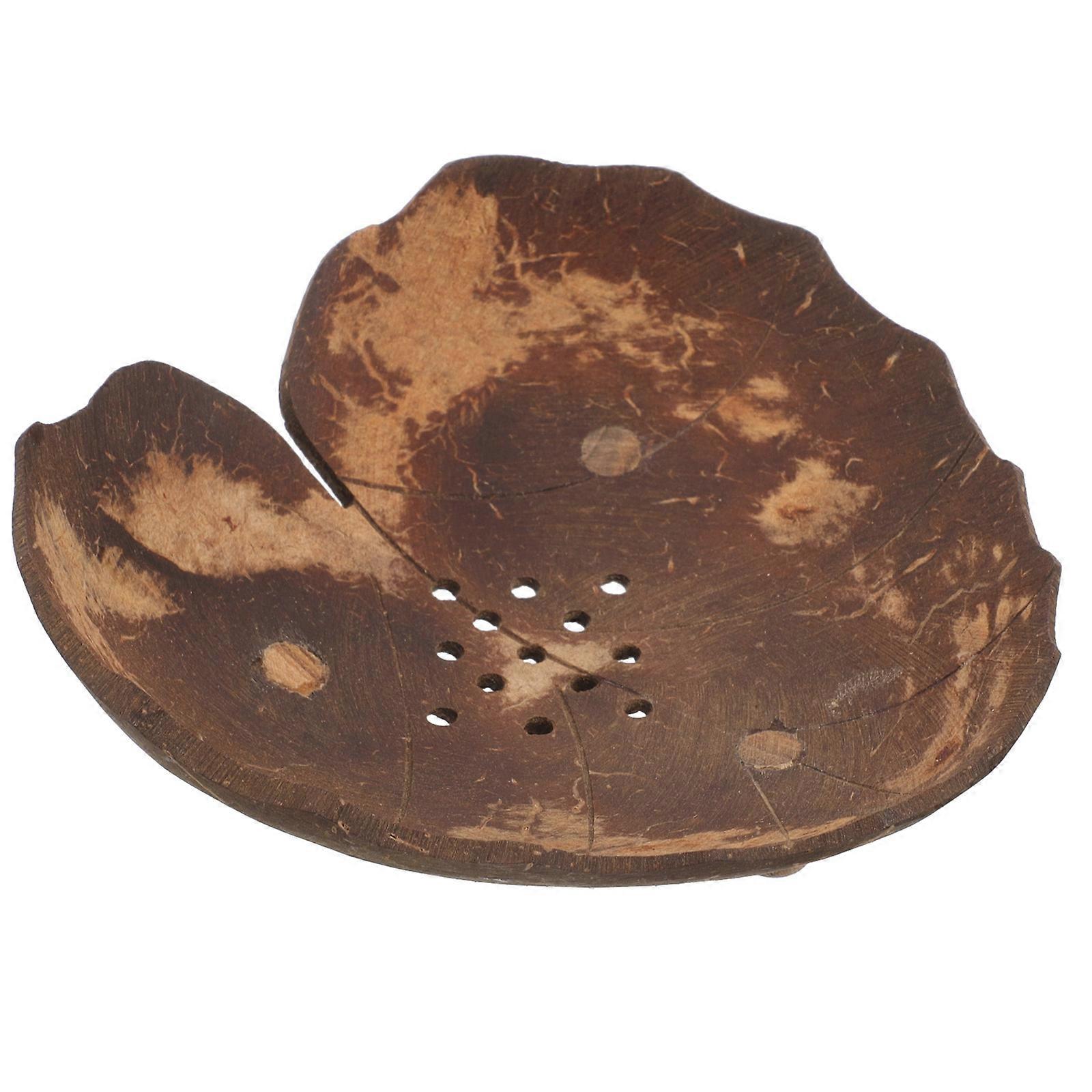 Light Brown Bathroom Soap Holder with Draining Function 2Pcs Coconut Shell