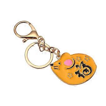 Yellow Year of The Rat Keychains Key Holder for Decoration Present