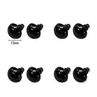Olhos de plástico pretos duráveis com rosca, 200 pares, 6 mm, práticos para uso prolongado.