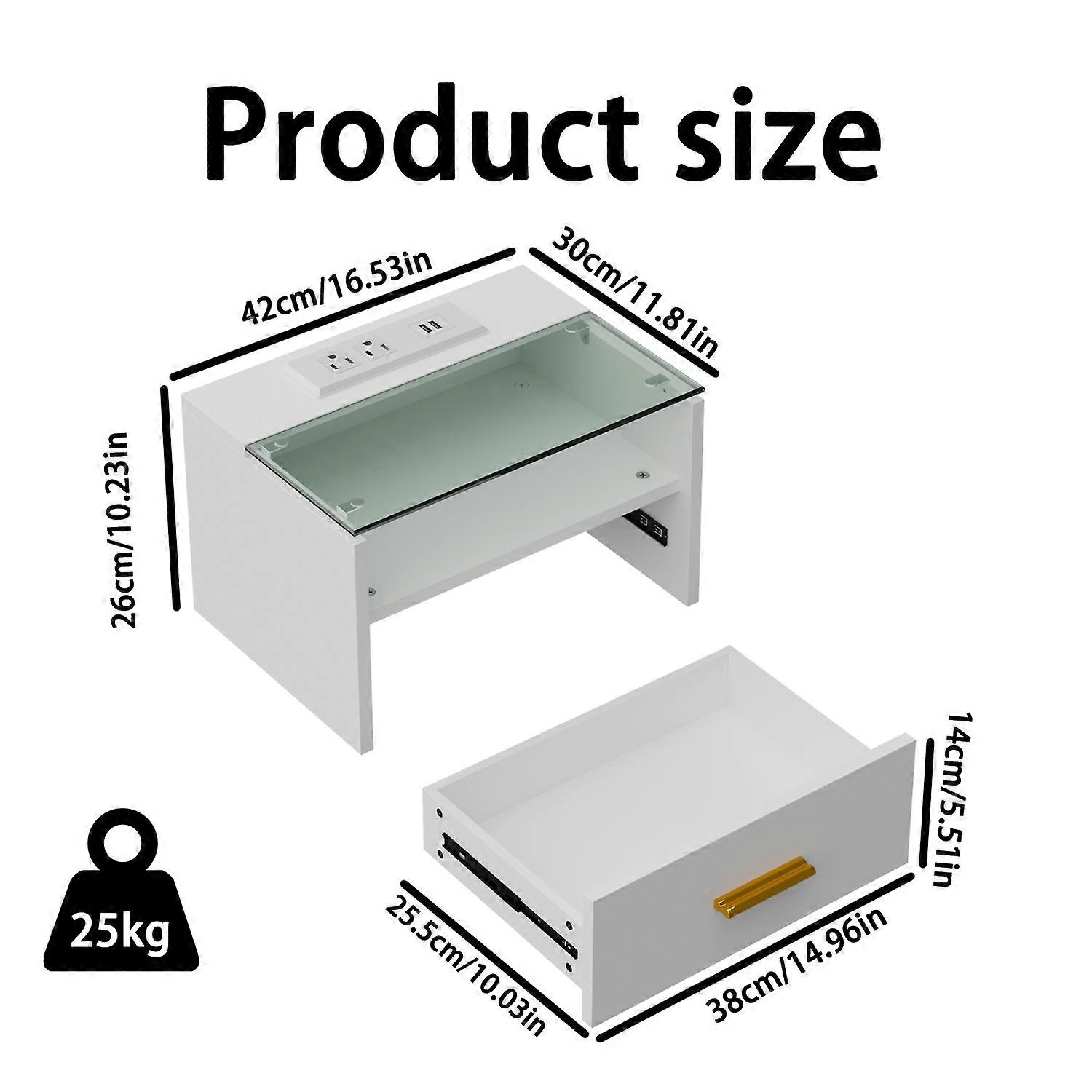 Wall Bedside Table Single Drawer Nightstand Bedside Table with Lights