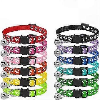 Reflective Cat Collars with Bell - 12 Pack Safety Breakaway Design for Night Visibility and Pet Security