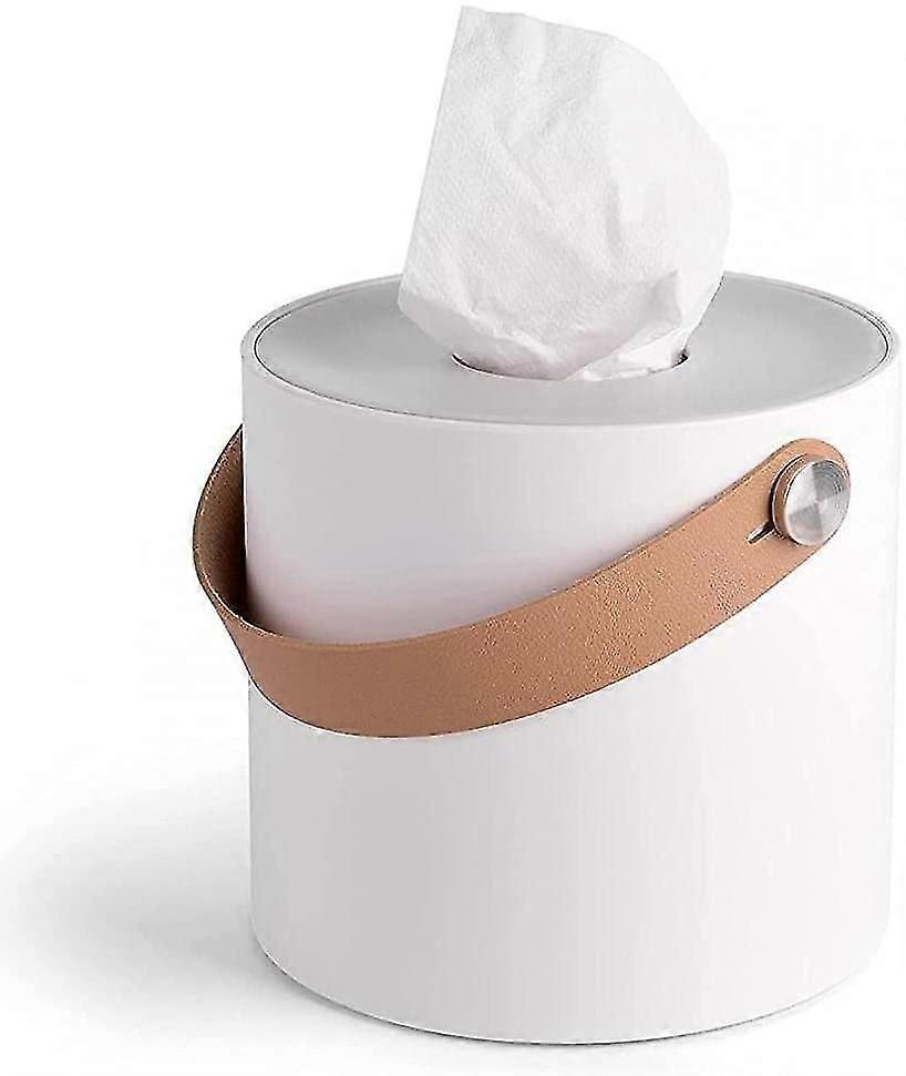 Plastic tissue doos met lederen handvat