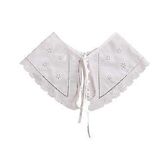 Fake Collar Detachable Collars Half False Shirt Blouse Collar White Chiffon Embroidered Lace Overlay Ruffle Edge Shawl Style Decorative Dickey for Wom