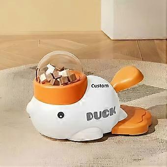 Gelber, entenförmiger Futterspender für Haustiere, per Fußpedal aktivierbarer Leckerli-Spender für Hunde und Katzen, Intelligenztrainingsspielzeug, kein Netzstecker erforderlich
