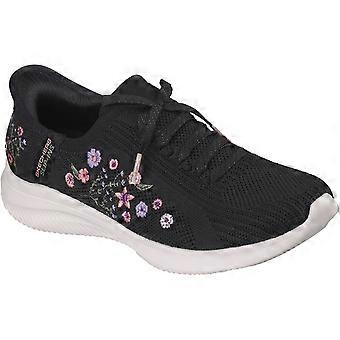 Skechers Ultra Flex 4.0 Sweet Petals Textile Women's Black Knit/Multi Trim Trainers