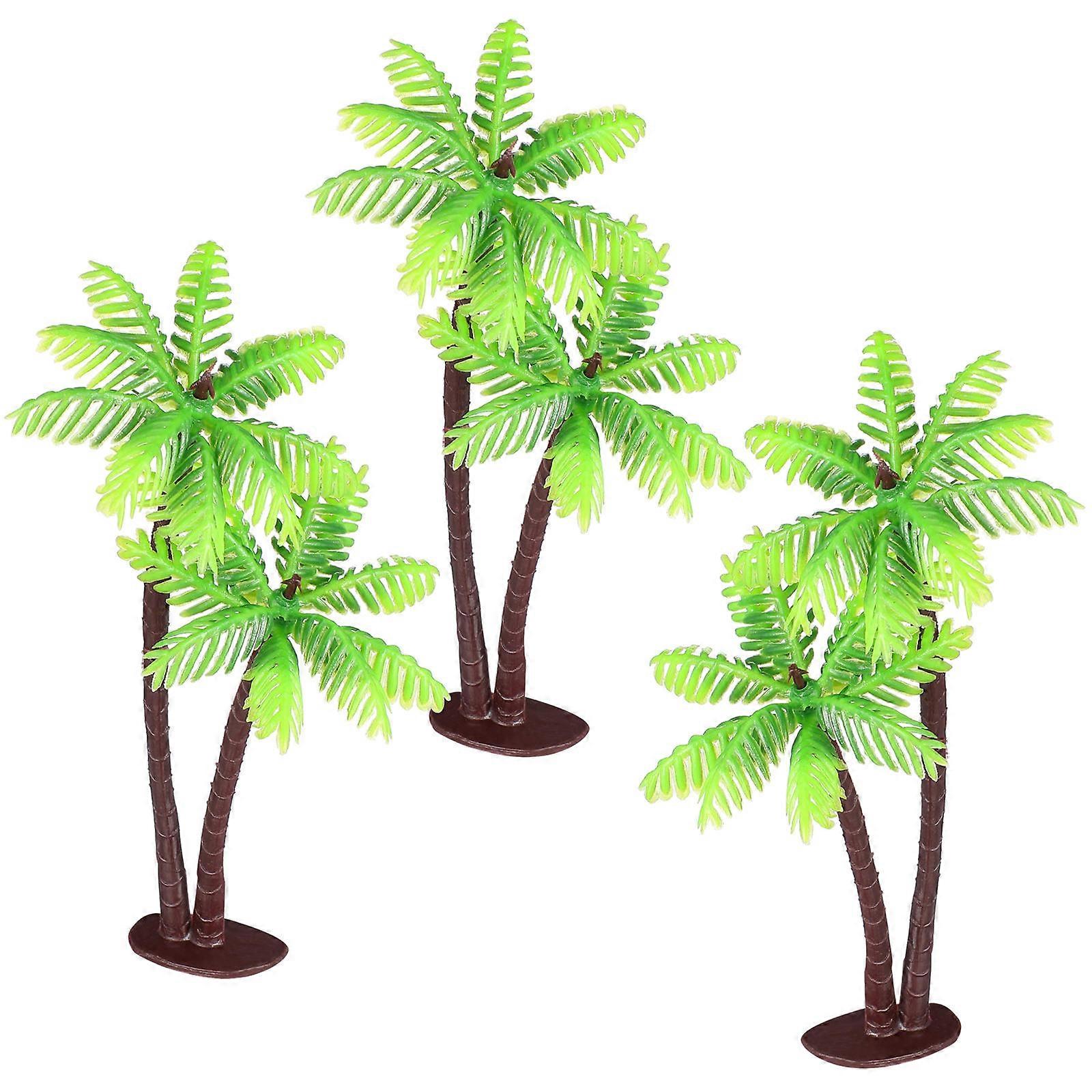 Mini Coconut Tree Plastic Palm Tree for Mini Landscape Decor 3Pcs