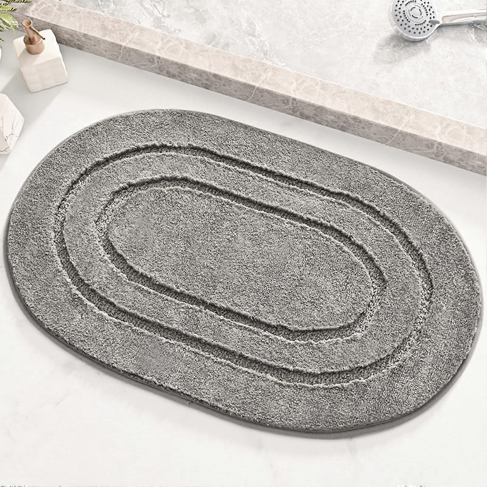 Grey NonSlip Microfiber Bathroom Rug, Soft Absorbent Small Rectangular Bath Mat 16 x 24