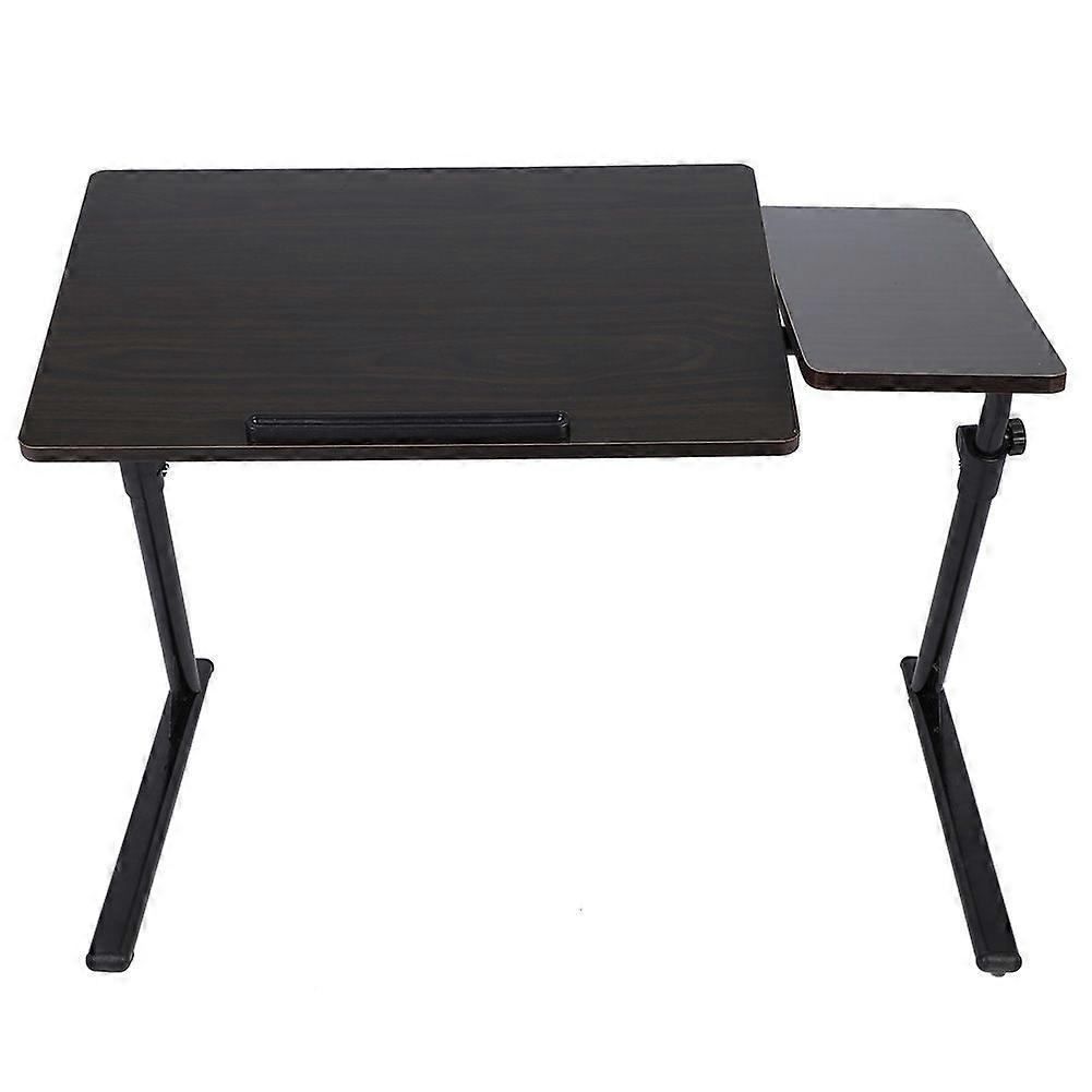 Portable Adjustable Height Laptop Computer Stand Desk Bed Side Reading Table(Dark Walnut)