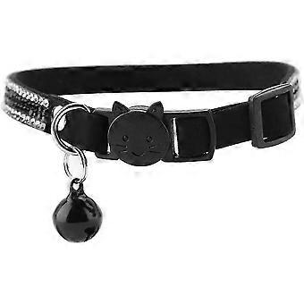 Cartoon Colorful Bling Leather Anti Choke Reflective Buckle Cat Dog Kitten Collar Black S