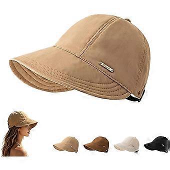 RUIYUE Women Wide Brim Sun Visor Hat, UPF 50+ Women's Wide Brim Sun Visor Hat for Ponytails, Adjustable Breathable Cap for Outdoor Beach Golf Travel