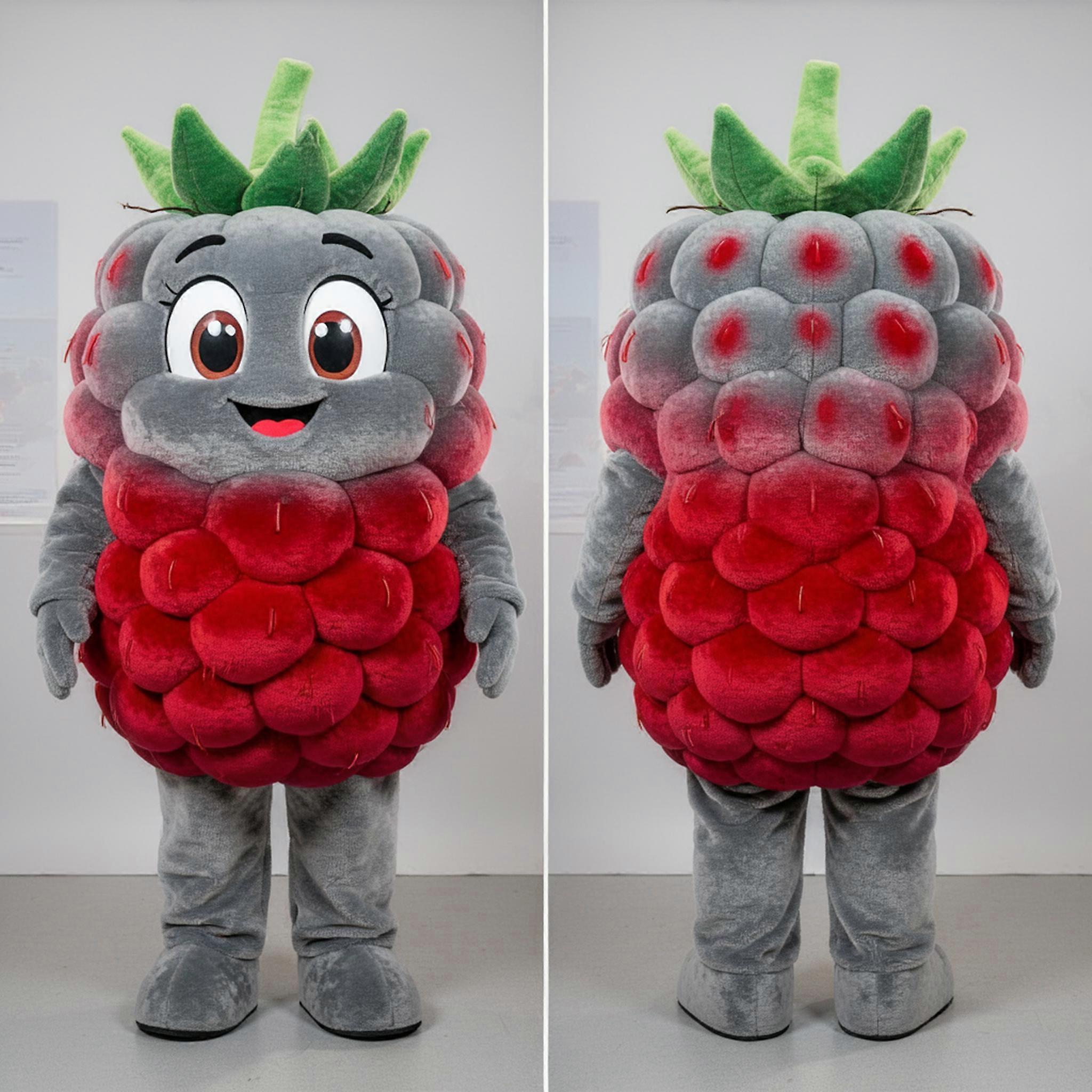 MASTICOT Velvety Gray Cartoon Raspberry Mascot