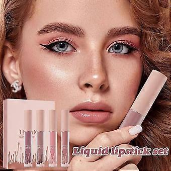 4Pcs Velvet Matte Liquid Lipstick Set, Waterproof Long Lasting Quick-drying Non-Stick Cup Nude Lip Stain Kit, Up to 24H Wear, Lip Gloss Kit