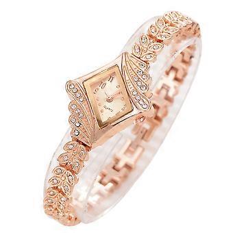 Ladies Rhinestone Quartz Watch for Wearing Use Rhombus Rose Gold