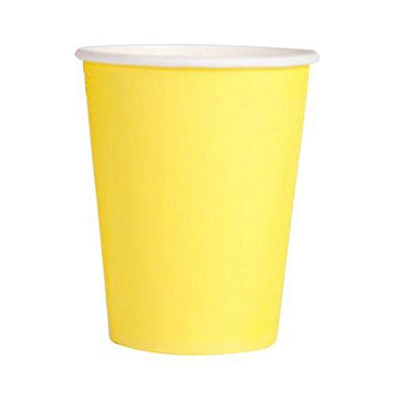 20 Paper Cups (9oz) - Plain Solid Colours Birthday Party Tableware Catering(yellow)
