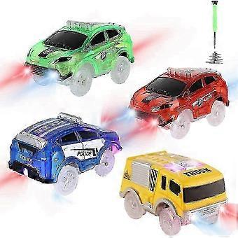 LED Light Up Flex Track Cars Replacement - Magic Tracks Compatible, 4 Color Cars