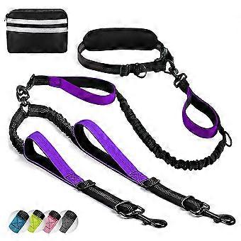 Hands-Free Dog Leash with Adjustable Waist Bag, Reflective Dual Padded Handles, 6-9 FT for Walking Jogging Training, Medium to Large Dogs