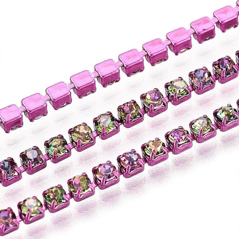 1roll Iron Rhinestone Cup Chains with Spool Violet 2x2x2mm 10yard/Roll