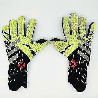 Premium Goalkeeper Gloves with Finger Protection, 10, Black Green Football Goal Keeper Gloves yfsy