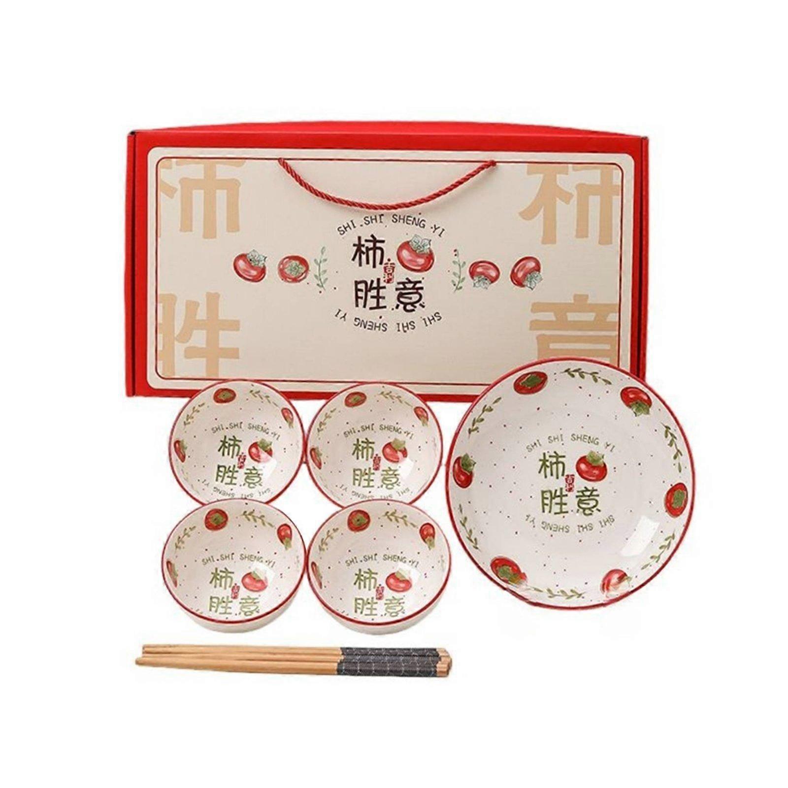 Persimmon Ceramic Dinnerware Set, Gift Box, Festive Tableware for Adults