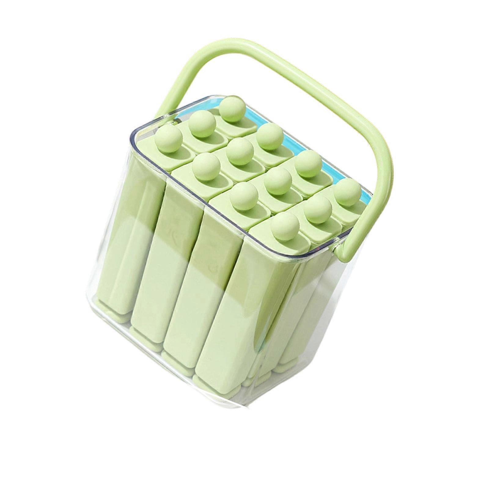 Long Ice Freezing Set with Smooth Flexible Forms, Rounded Pull Ends, and One Outer Carry Case for Narrow Drinkware  Qingti Green