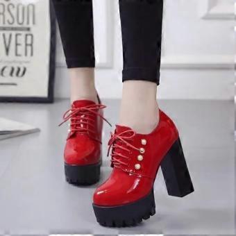 Lente, herfst, nieuwe stijl: Koreaanse pumps voor dames met een dikke zool, waterdicht platform, ronde neus en een zool van dierenmotief-kunststof.