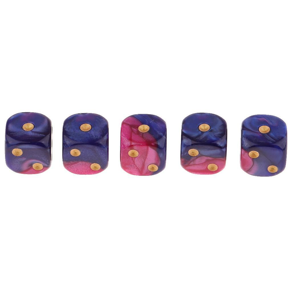5x6-sided Game Dice 16mm Dice for Board Games and Teaching Math Purple blue