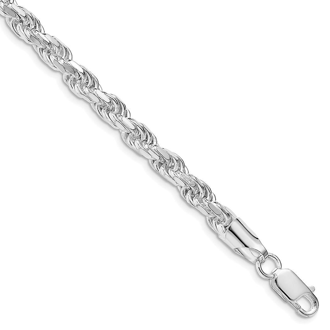 925 Sterling Silver Rhodium Plated 5.75mm Sparkle Cut Rope Chain Ankle Bracelet Anklet for Women and Men - Length: 8 to