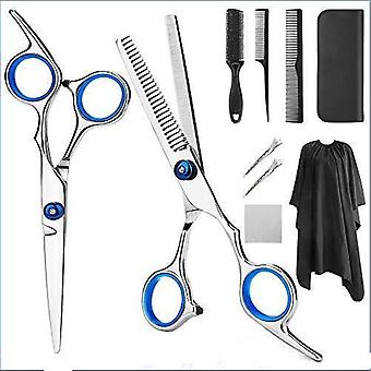 10pcs Haarschneide-Schere-Kit Professioneller Edelstahl bequemer Griff Tragbare Haar dünner werdende Schere Kit