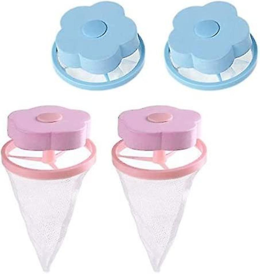 4pcs Fusselfänger für Wäsche, Haustierhaarentferner für Wäsche, Waschmaschine schwimmende Fusselnetztasche wiederverwendbar