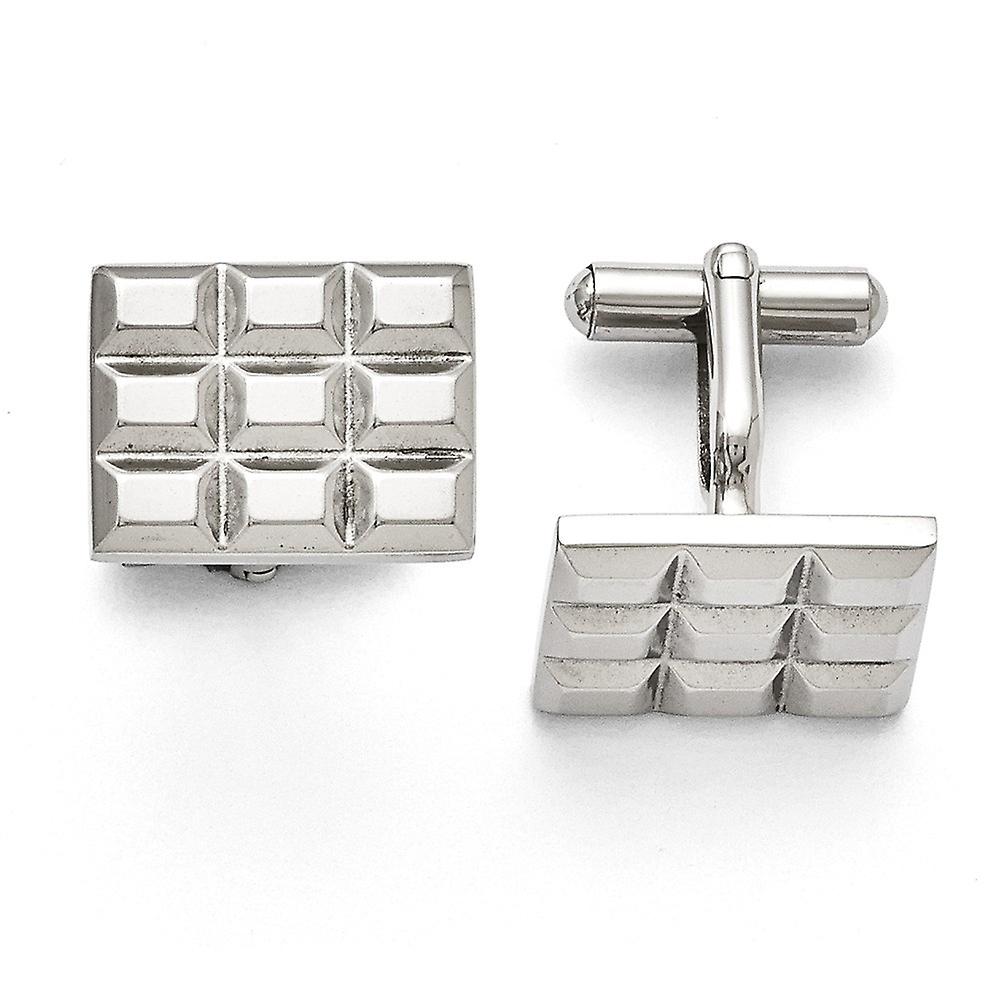 Stainless Steel Grooved and Polished Cuff Links-Cuff Link for Men