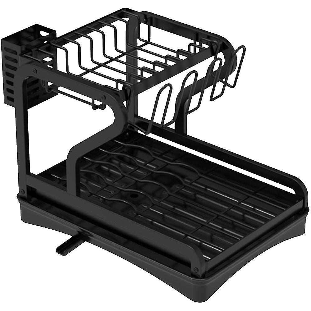 Dish Drying Rack For Kitchen Counter, 2-tier Drainboard Set With Double-layer Bowl Rack, Cup Rack