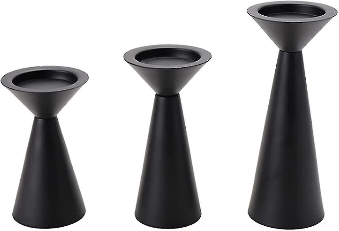 Vintage Black Metal Candle Holders Set, Set Of 3 Retro And Modern Taper Candle Holders For Farmhouse