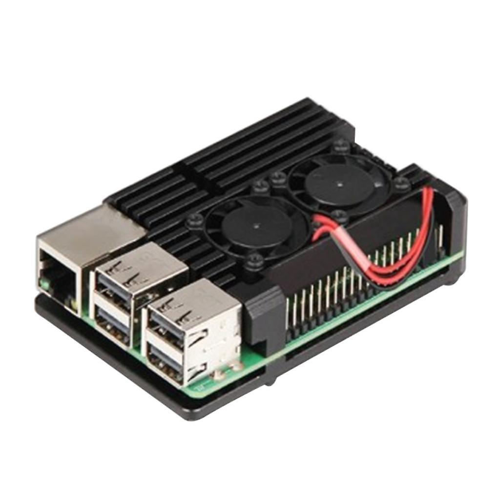 For Raspberry Pi3 2B 3B Protect Box Aluminum Alloy Case Black w/ Double Fans