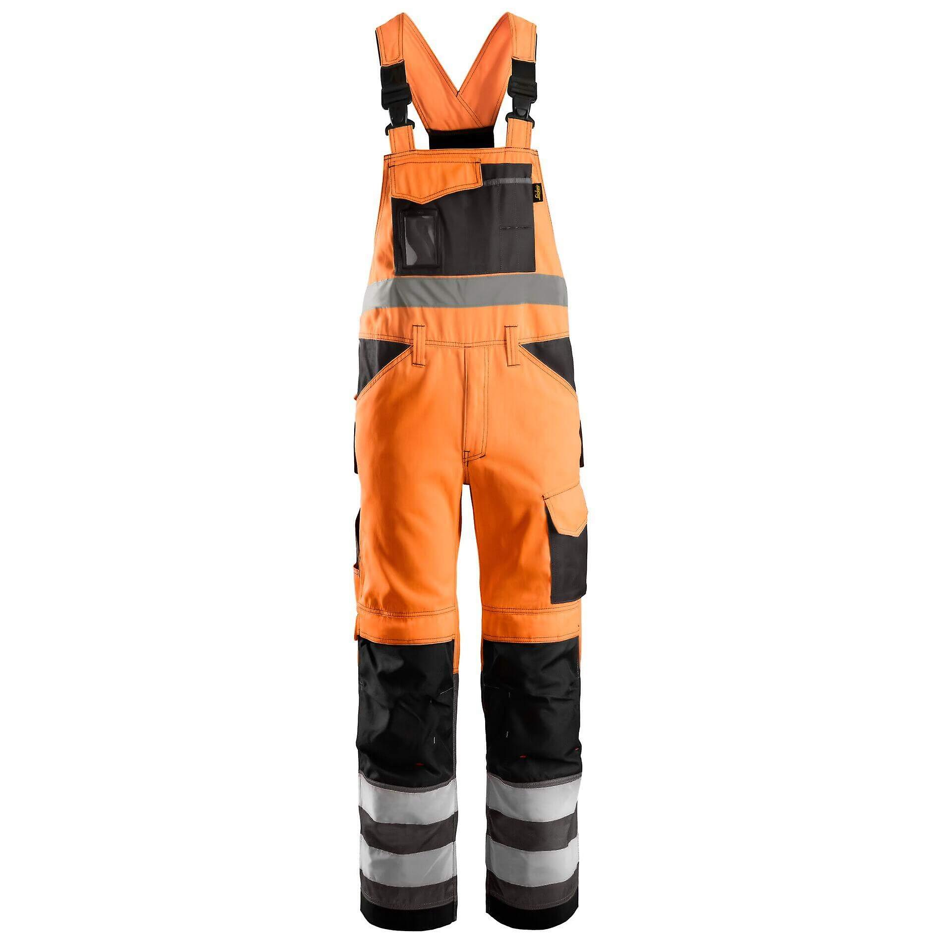 Snickers 0113 Hi Vis Bib And Brace Cordura Trousers Class 2 Orange/black