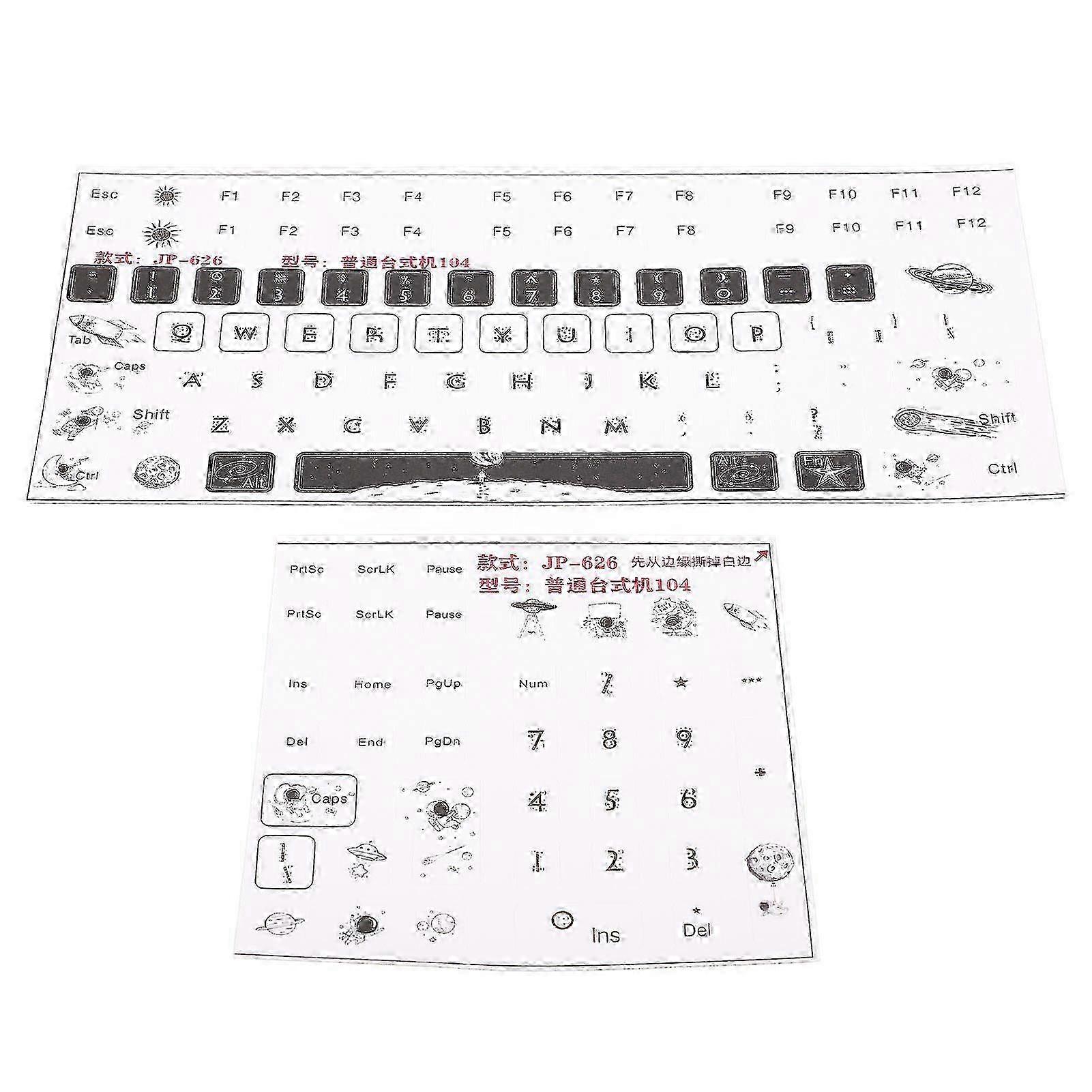 2 Pcs Keyboard Stickers Universal Desktop Computer Mechanical Gaming Replacement Keyboard Keycap Matte Stickers