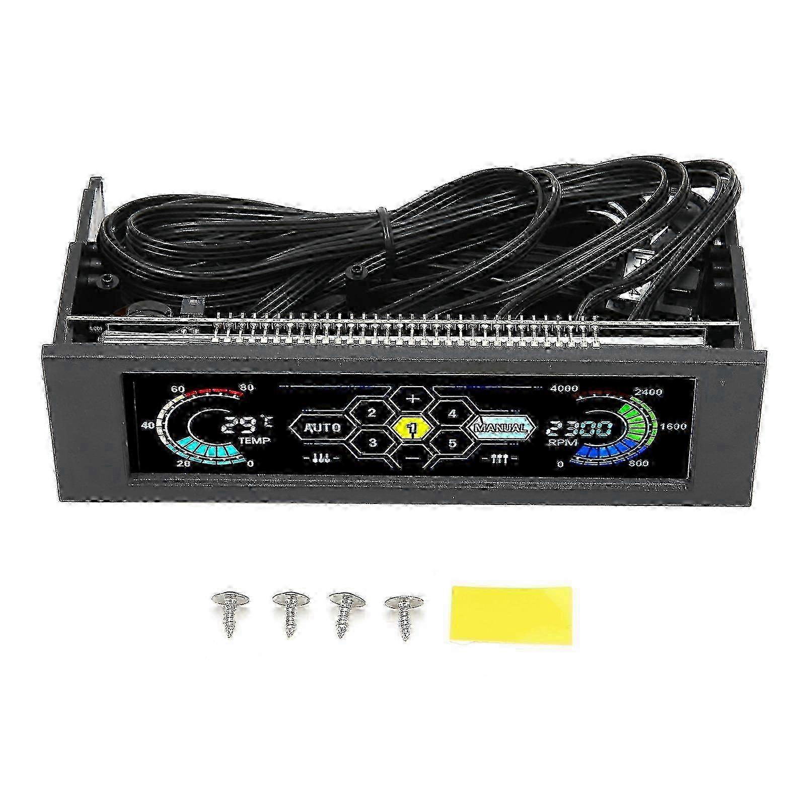Computer Temp Monitor PVC Lens Panel Display 5 Sets Fan Temperature Controller for PC