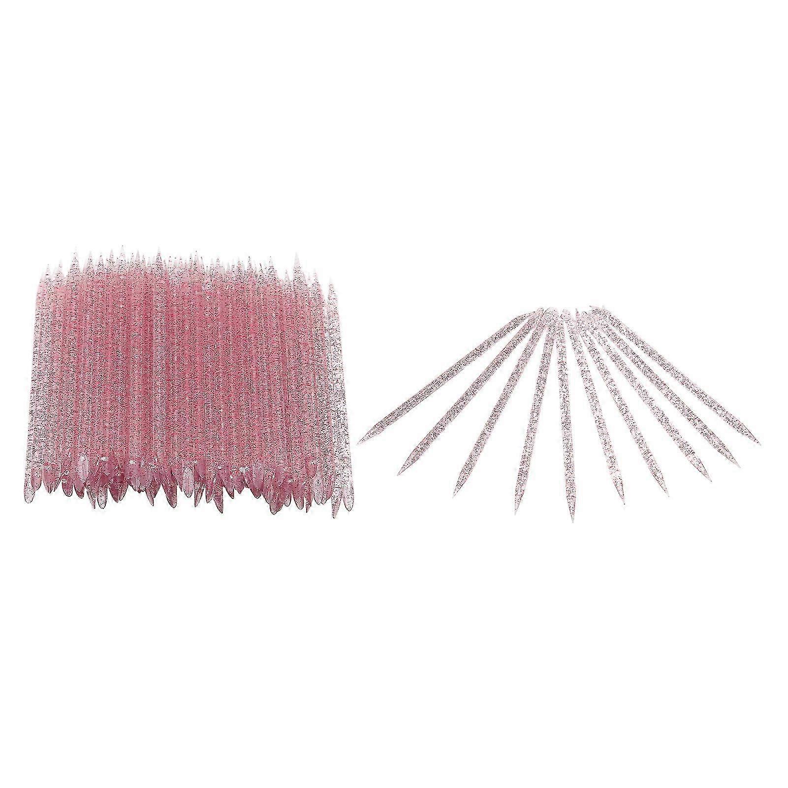 100pcs Rose Red Disposable Nail Cuticle Pusher 9.5x0.4cm