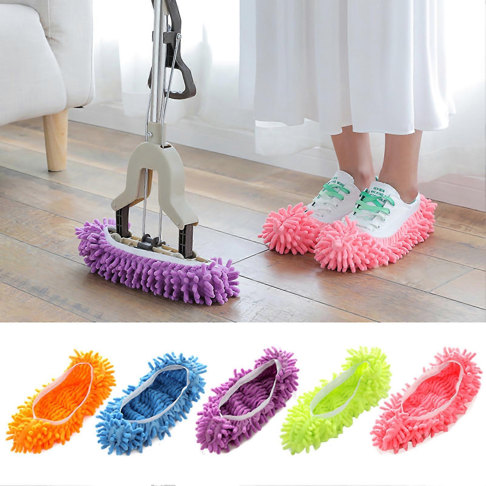 5PCS Dust Mops Socks Chenille Soft Strong Water Absorption Dust Removing Mop Shoe Cover for Home