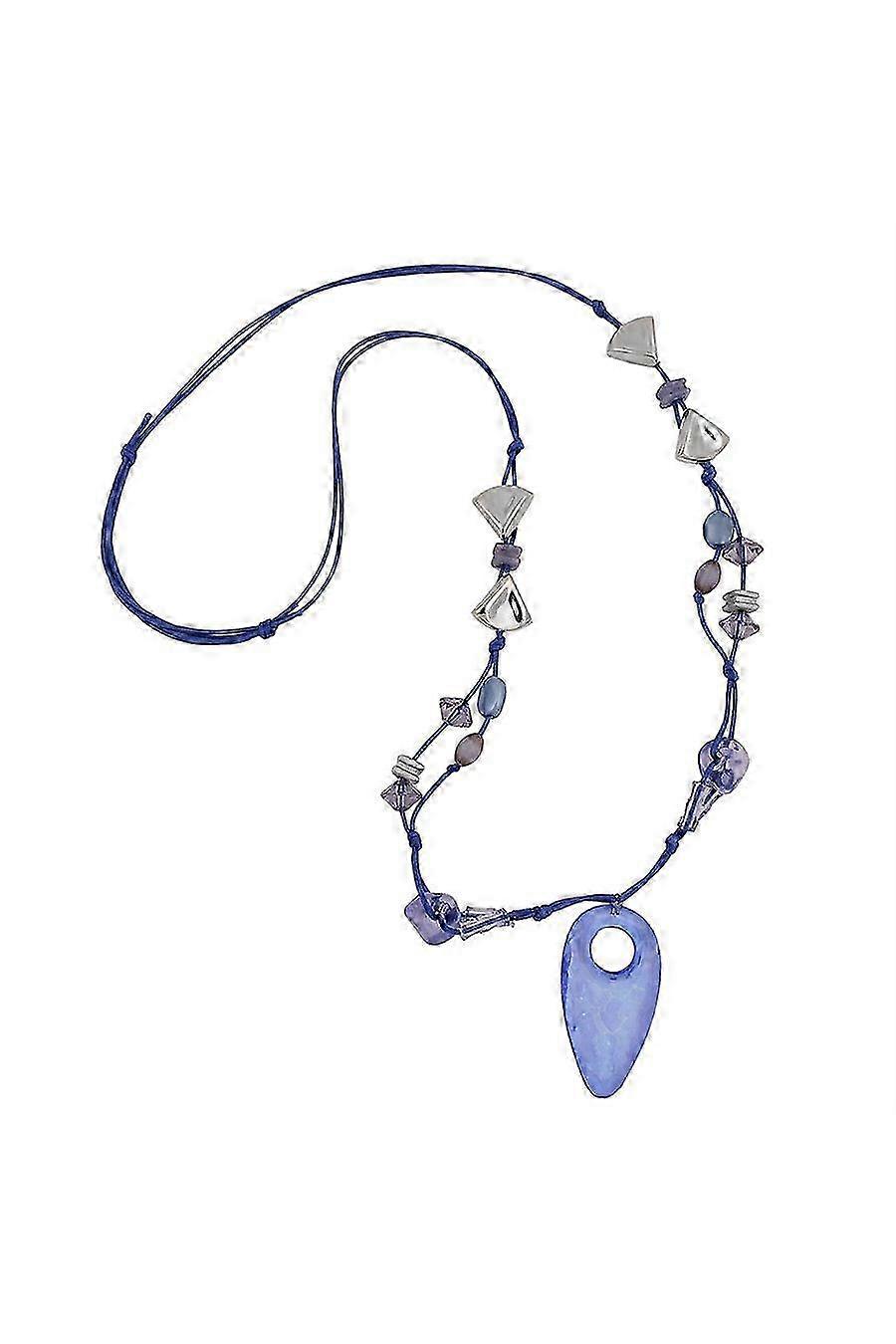 Necklace Blue And Crome-finished Beads - Gl01191