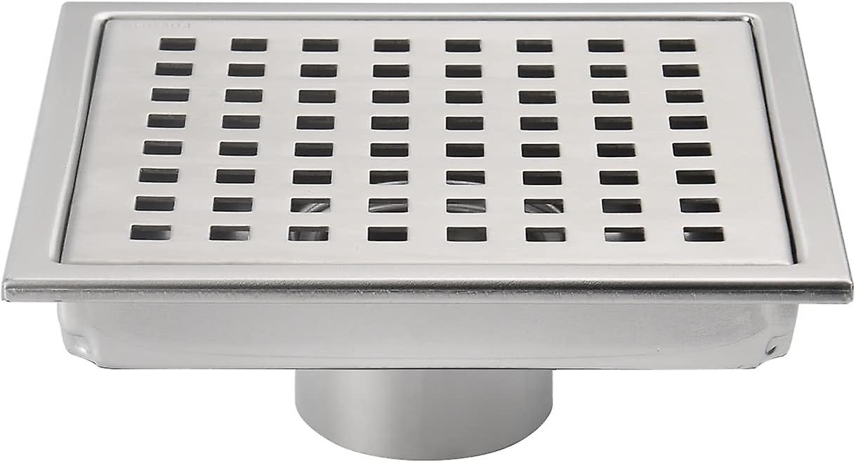 6 inch square shower floor drain, grille with removable cover, SU