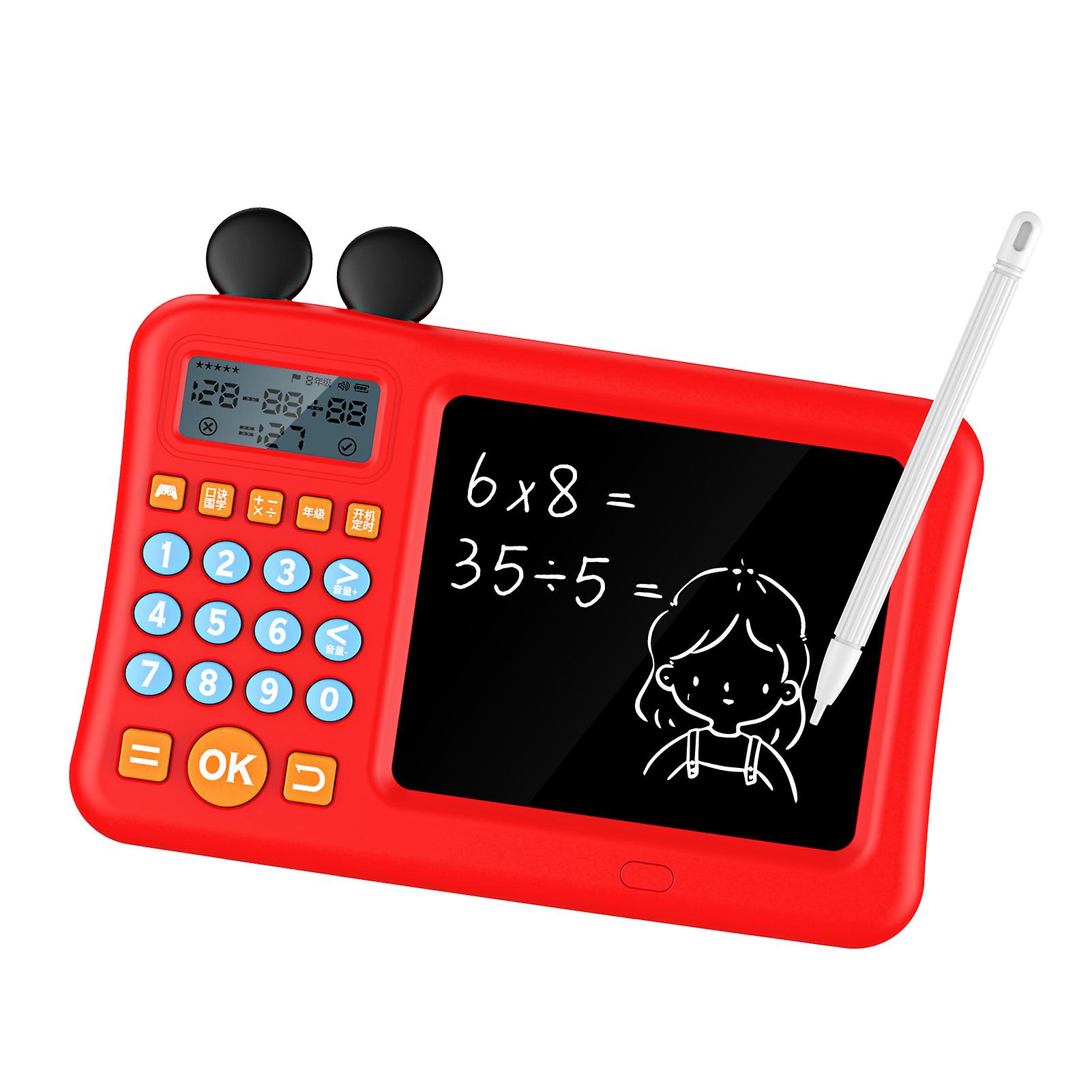 Kids Calculator with Notepad Addition Subtraction Multiplication Division Math Learning Machine with WordPad Red