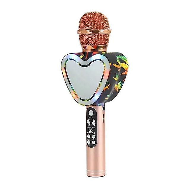 Heart Shape Bluetooth Karaoke Microphone,4 In 1 With Led Lights For Ktv