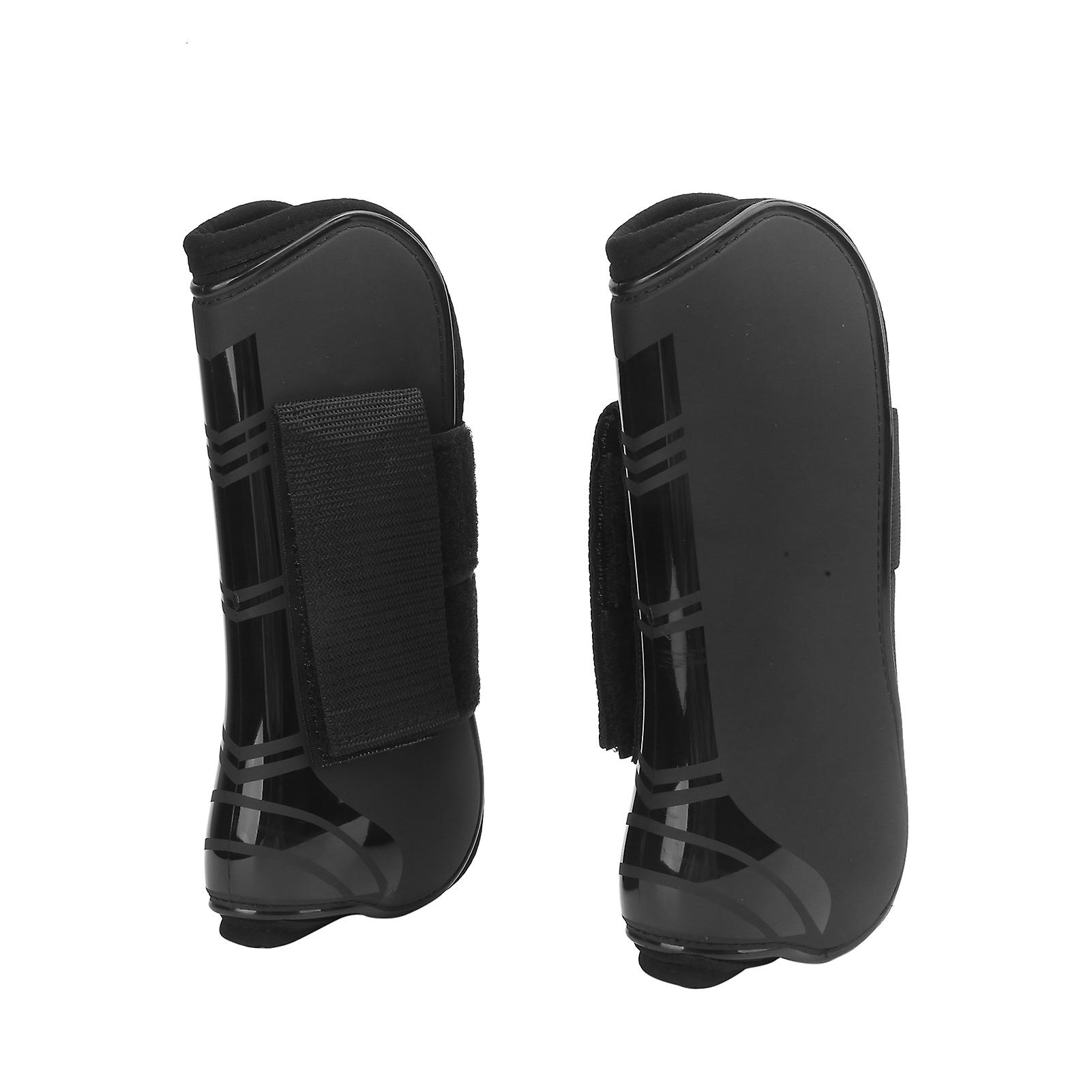 Pack of 4 lightweight, adjustable protective horse boots, ideal for show jumping. Pack of 2 black front boots (L).