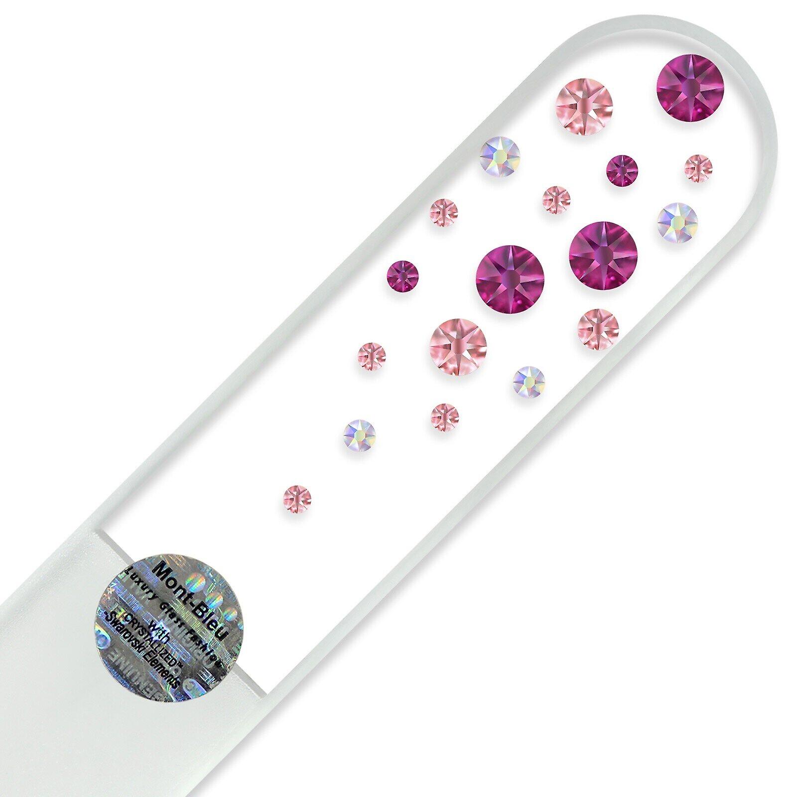 Mont Bleu Large Glass Nail File with crystals W-B - Fuchsia - Light Rose