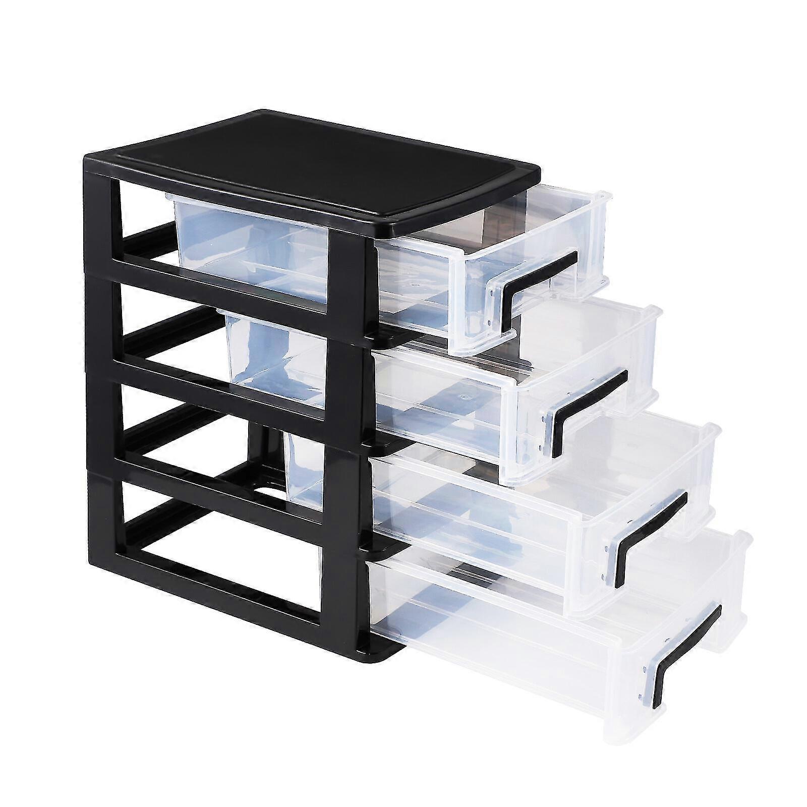 Desktop Drawer Organizer 4-tier Makeup Stationery Storage Organizer Clear Drawer Type Case for Dorm Office School