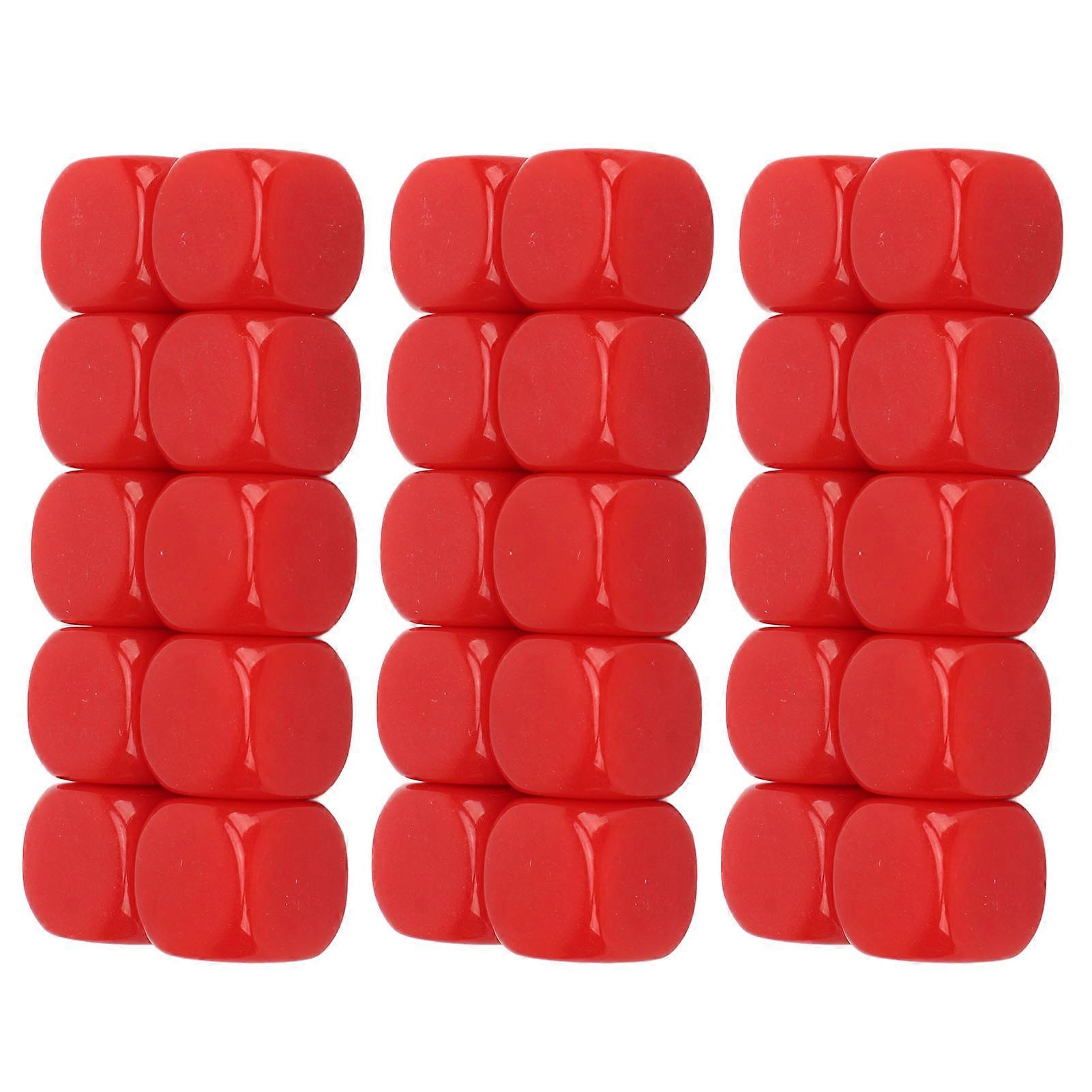 30PCS 16MM Blank Dice Set Plastic Rounded 6 Sided Dice Cubes For Game Party Fun DIY Sticker Math Teaching Red 