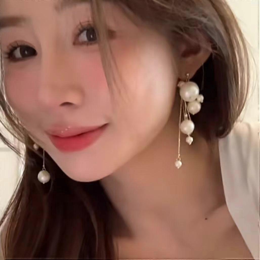 1pair Gold Filled Pearl Cluster Dangle Earrings