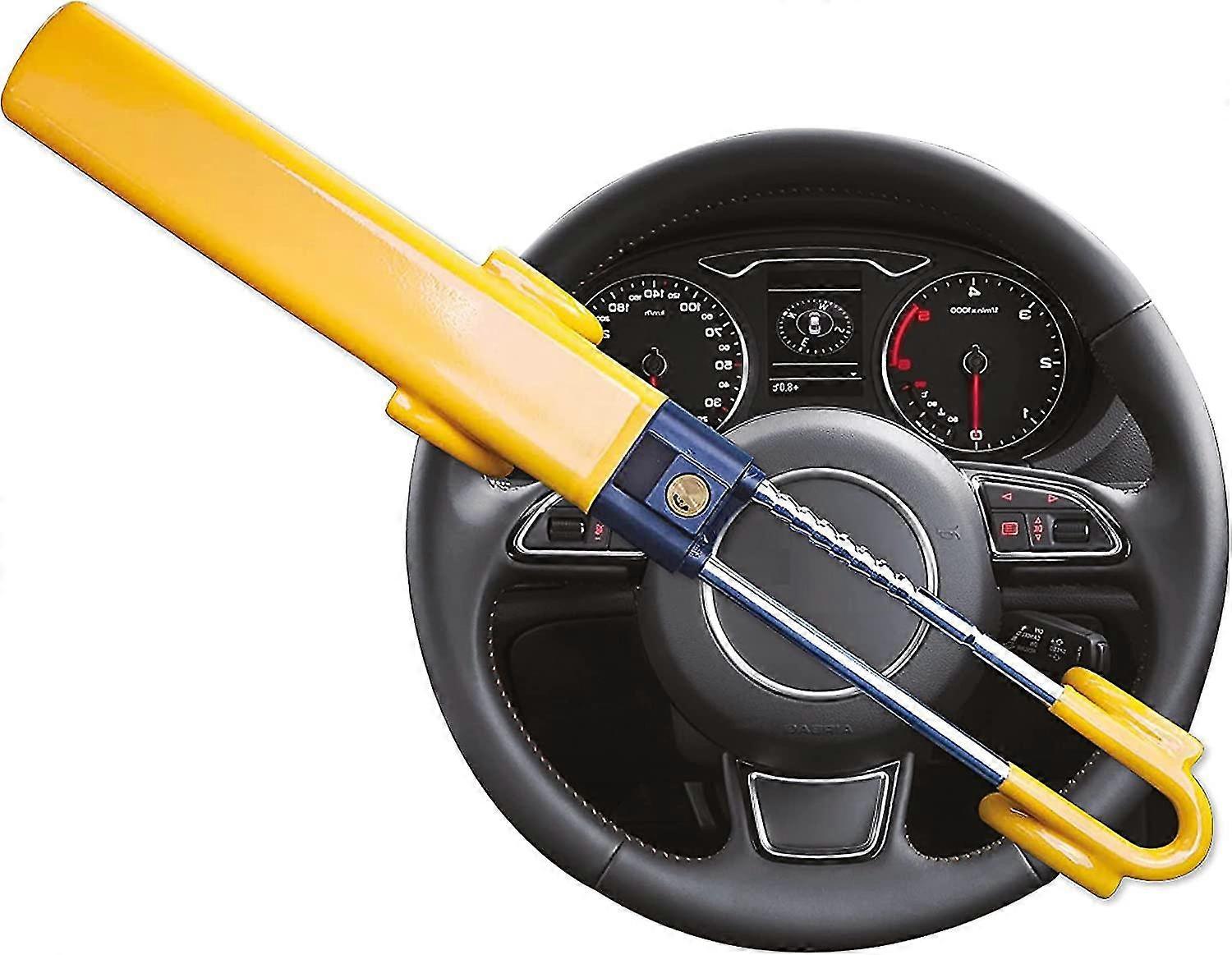 Twin Bar Steering Wheel Lock High Visibility Car Lock Anti-theft Device Deterrent Suitable For Car Van Caravan Steering Lock With 2 Keys - Yellow2pcs